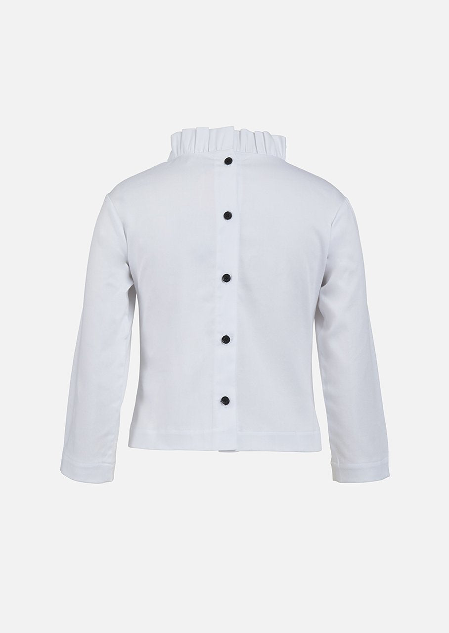 Owa Yurika Kaori Pleated Collar Top White