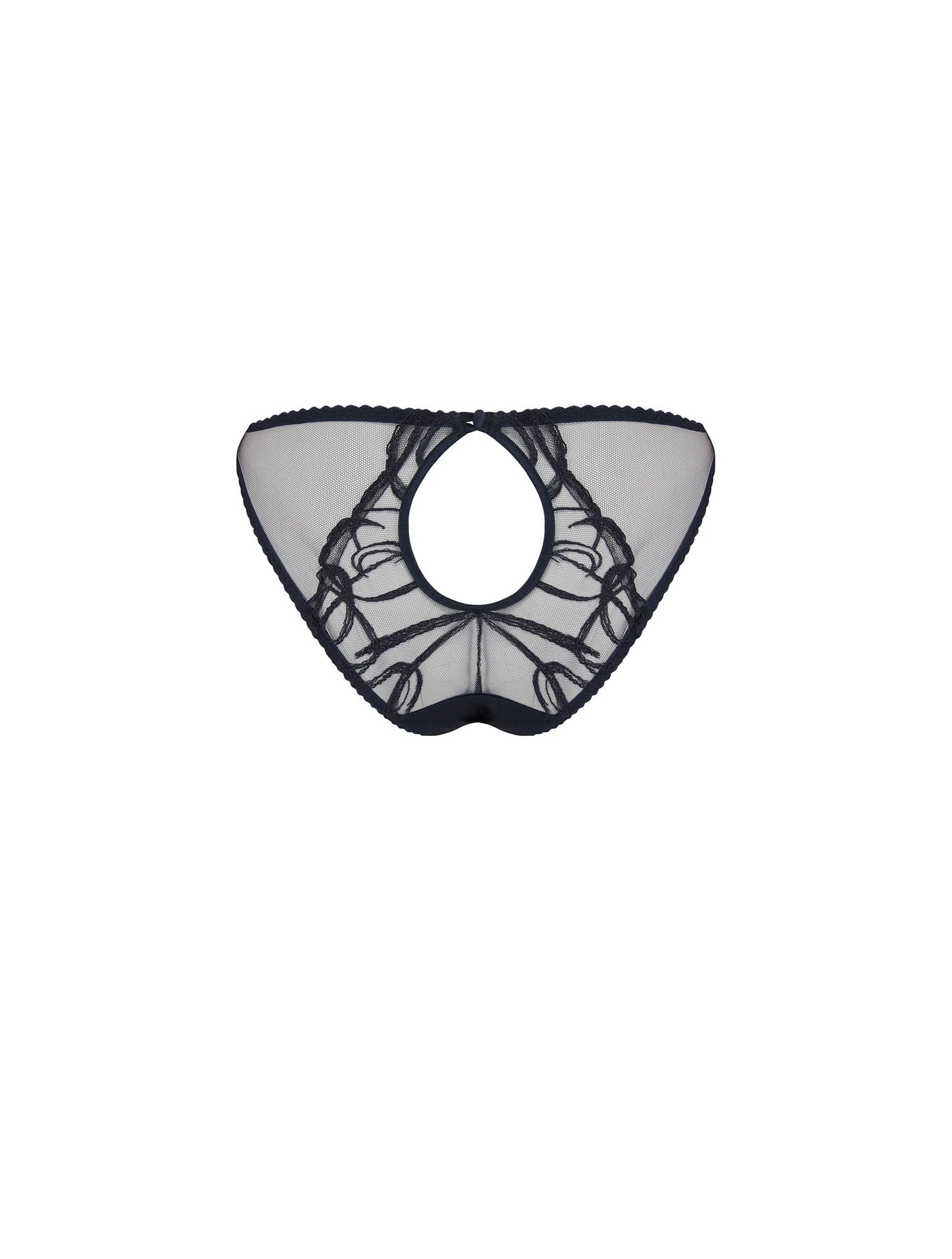 Back of sheer navy blue Fridar Ouvert Brief.
