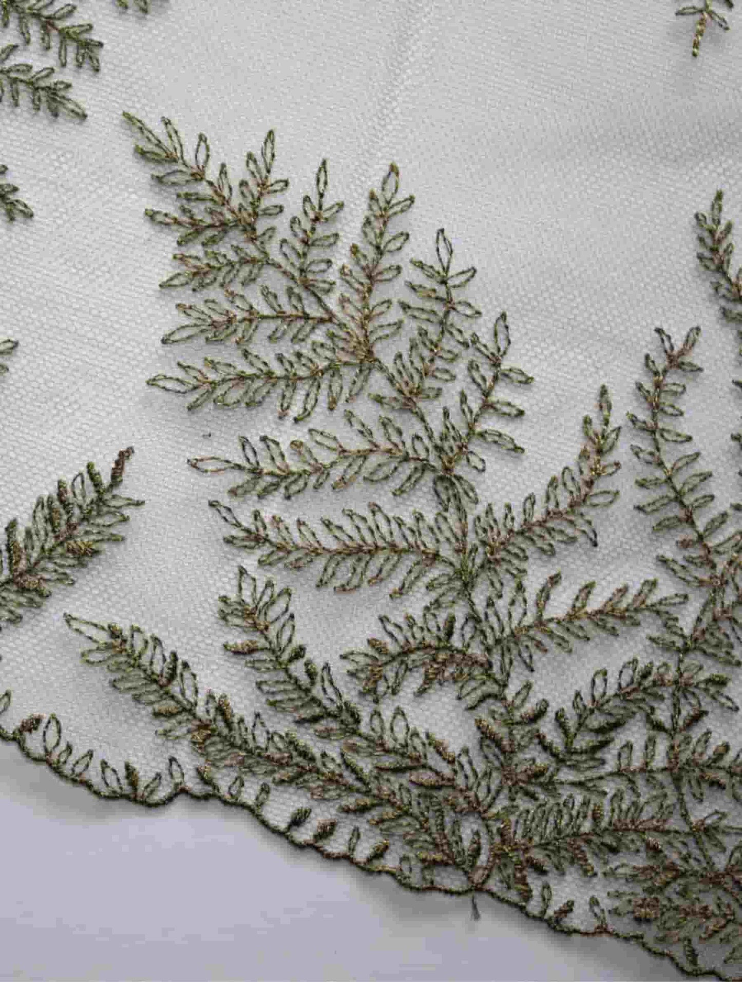 Fleur of England sage green embroidery swatch