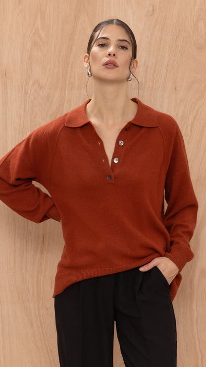 Caprice Cashmere sweater - Terracotta