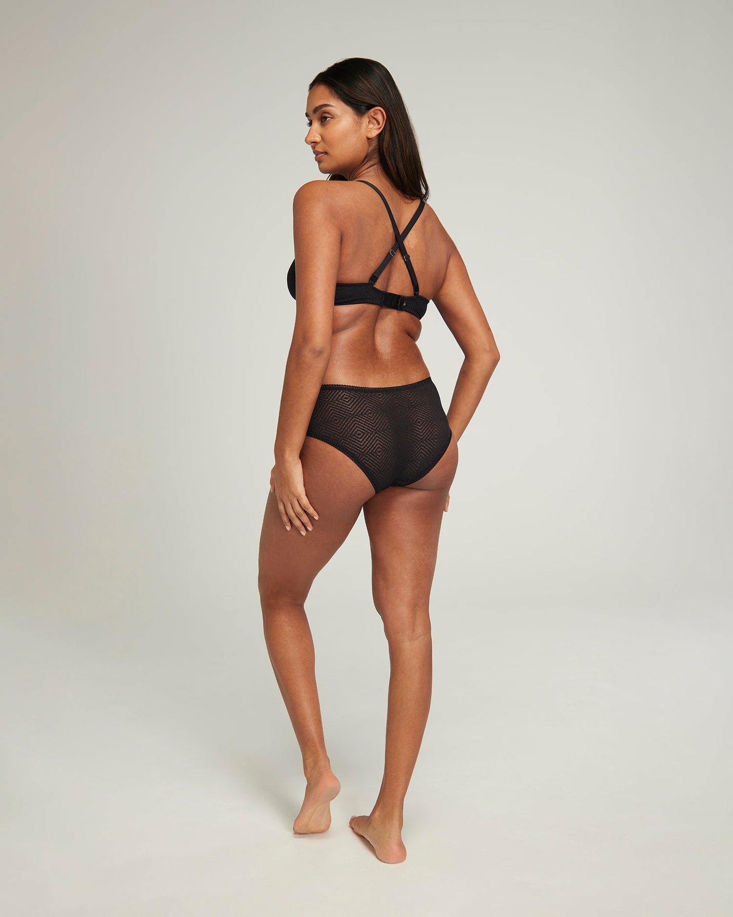 The Sheer Deco Hipster Brief - Black