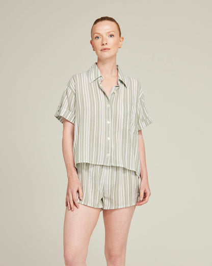 The Short Sleeve Shirt - Sage Stripe