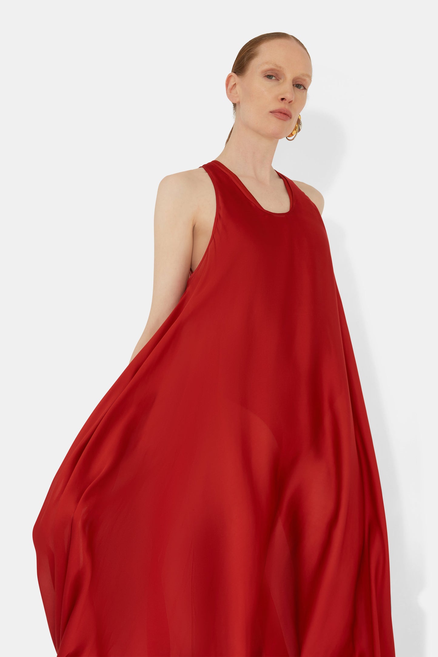 Amorphous Silk Dress - Tomato