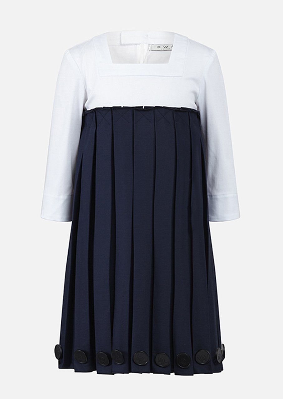 Owa Yurika Aya Pleated Navy Dress