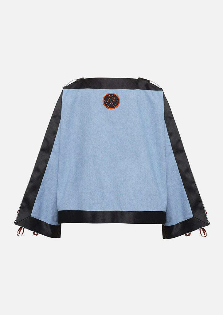 Owa Yurika Stella Girls Children Short Denim Kimono Blue