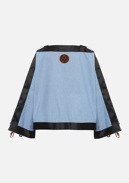 Owa Yurika Stella Girls Children Short Denim Kimono Blue