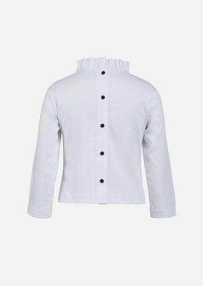 Owa Yurika Kaori Pleated Collar Top White