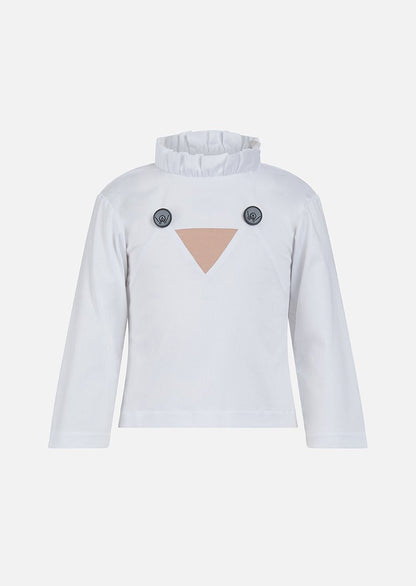 Owa Yurika Kaori Pleated Collar Top White
