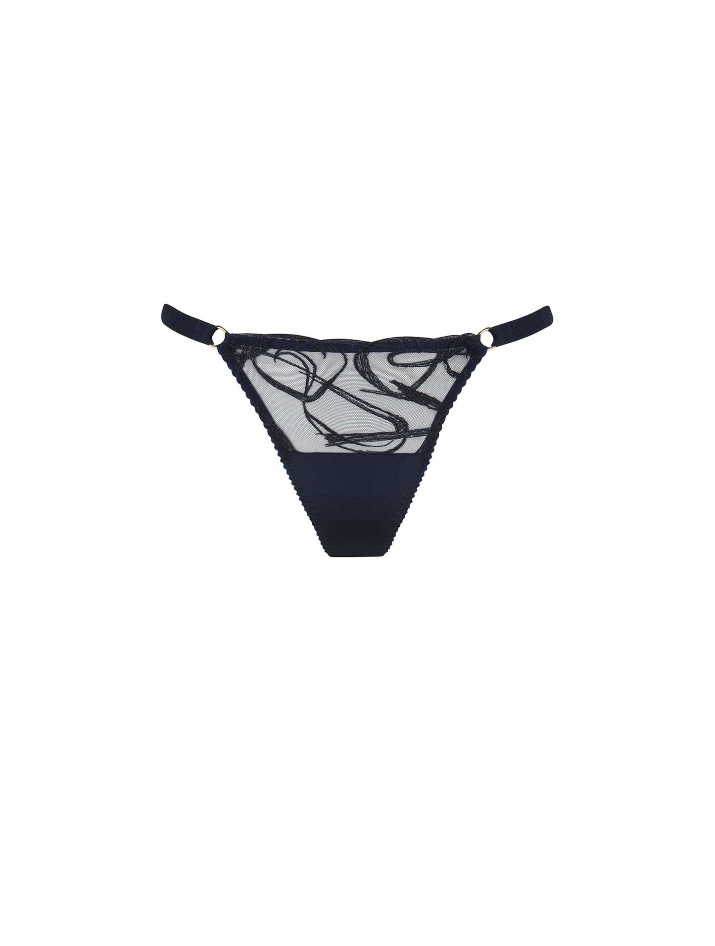Fleur of England navy blue, embroidered Fridar Strap Thong