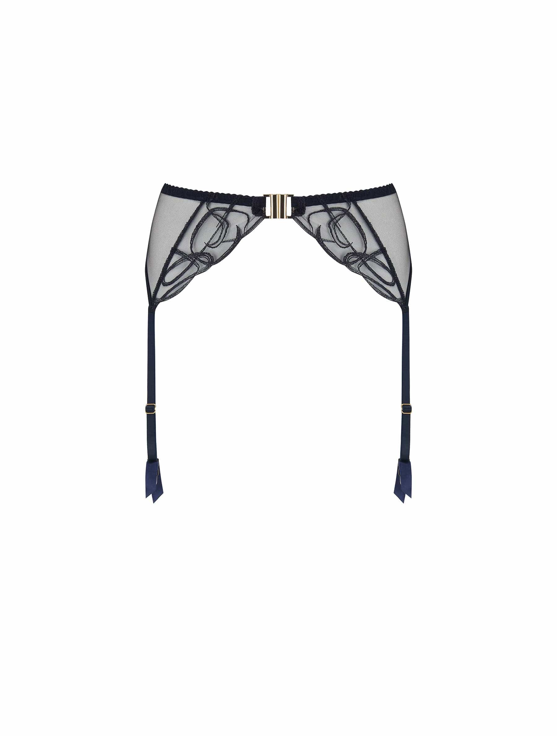 Fleur of England navy blue embroidered Fridar Suspender Belt