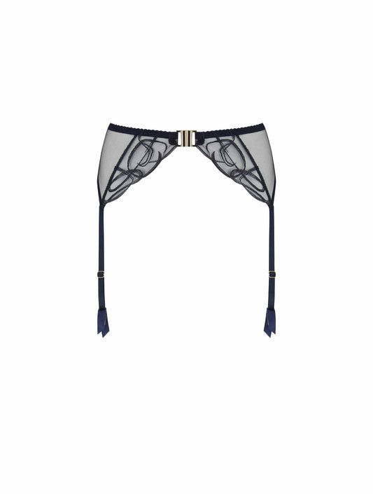 Fleur of England navy blue embroidered Fridar Suspender Belt