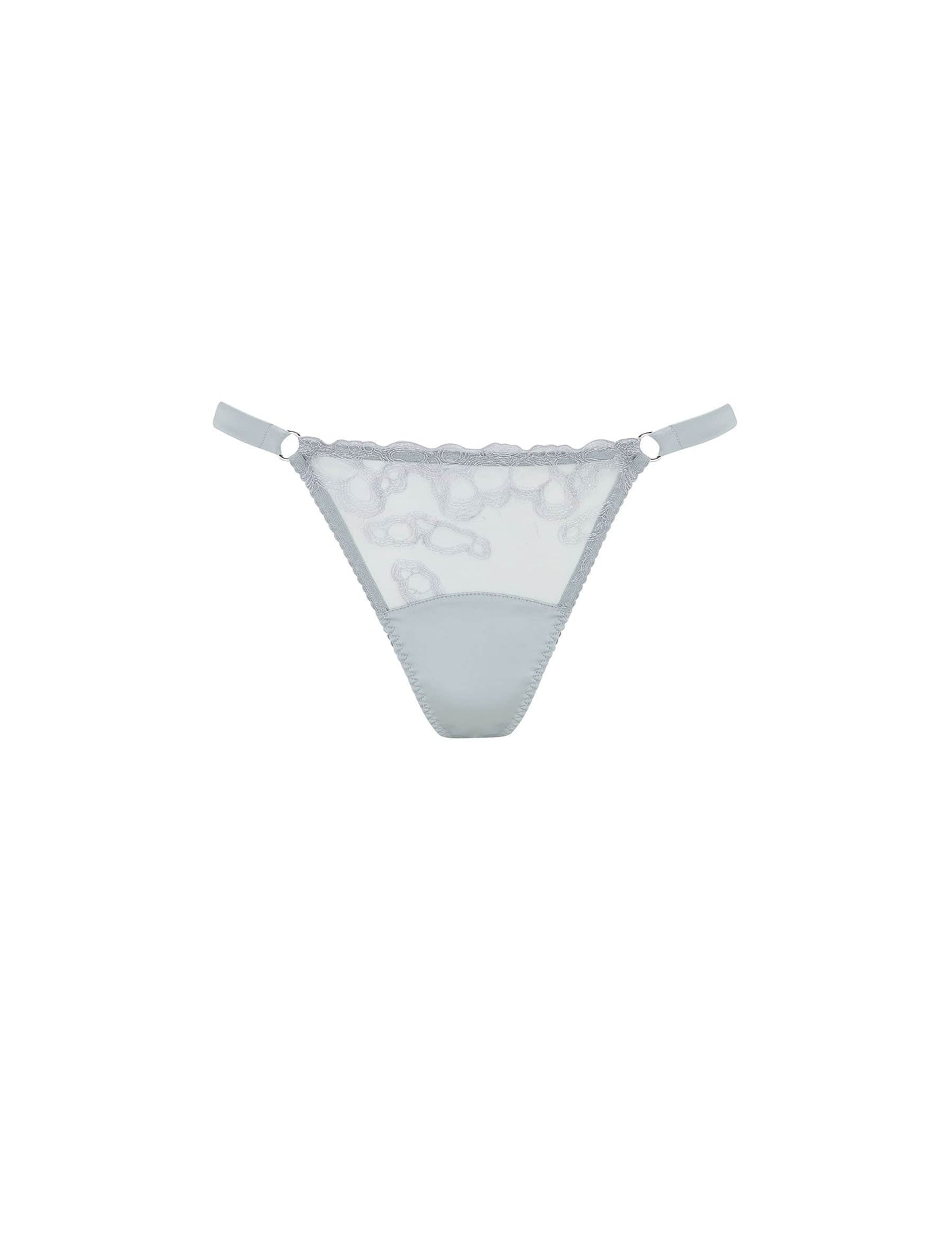 Front of Fleur of England silk strap thong from the Sigrid collection.
