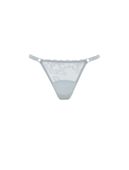 Front of Fleur of England silk strap thong from the Sigrid collection.