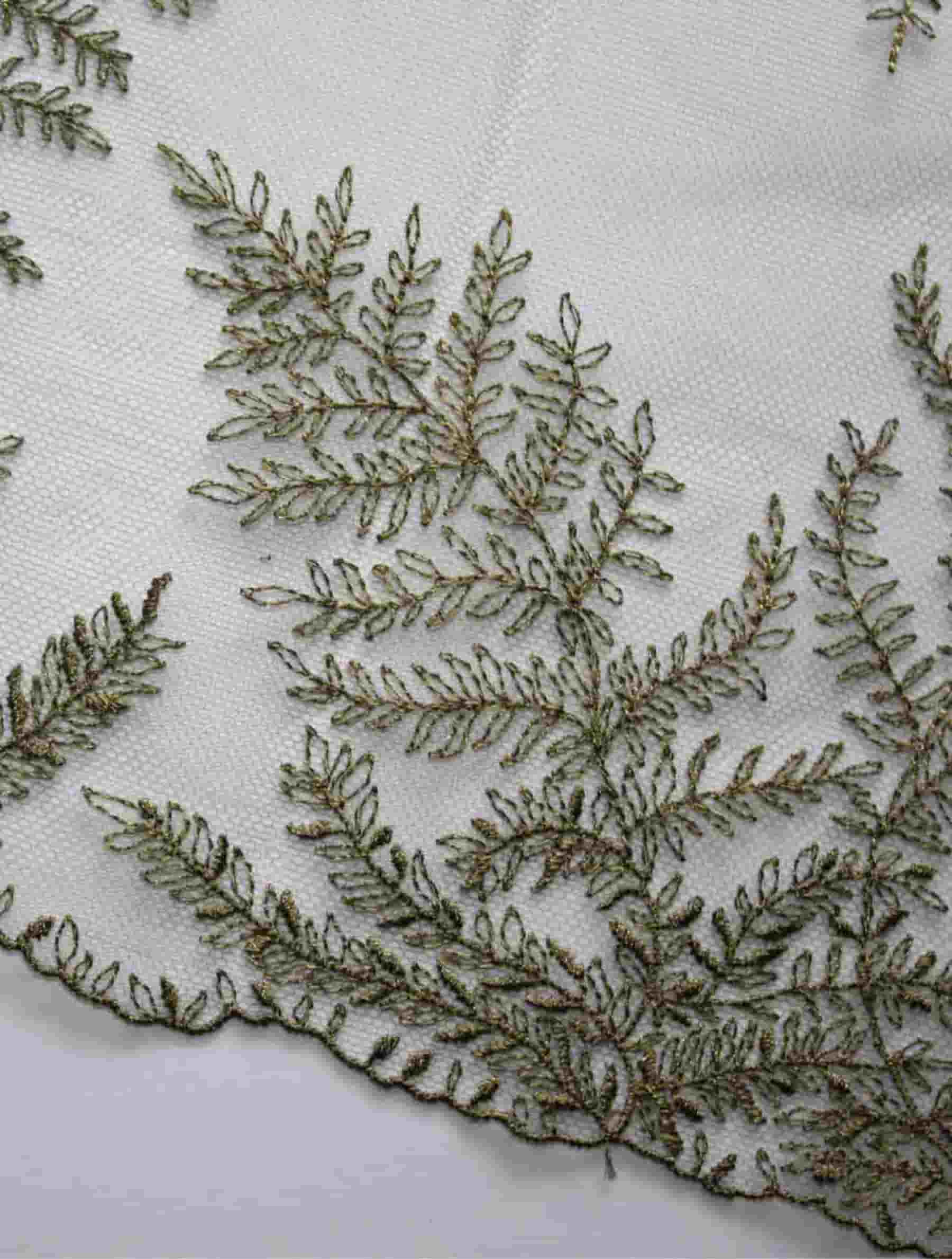 Fleur of England sage green embroidery swatch