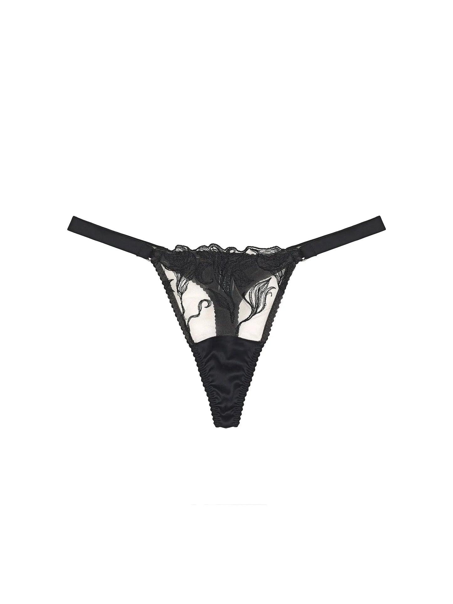 FleurOfEngland Audrey Black Silk Thong