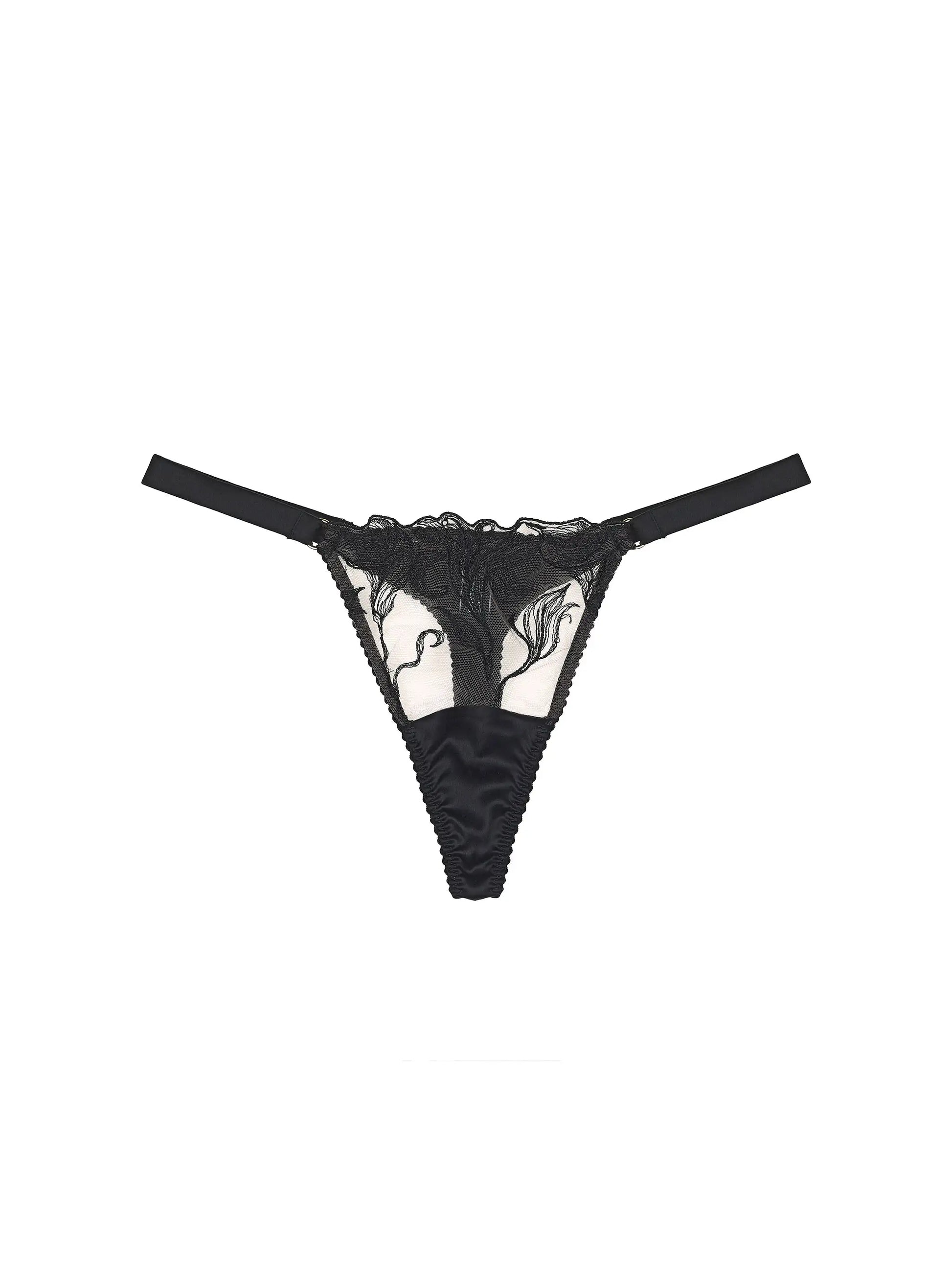 FleurOfEngland Audrey Black Silk Thong