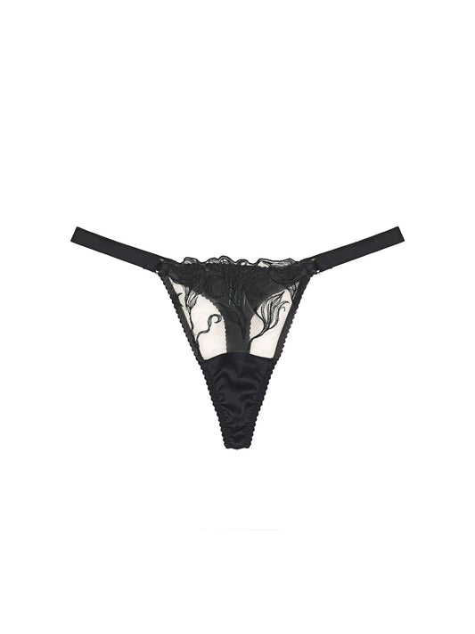 FleurOfEngland Audrey Black Silk Thong