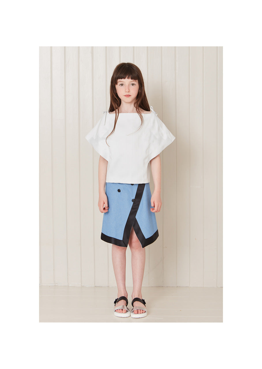Owa Yurika Girls Denim Skirt Blue