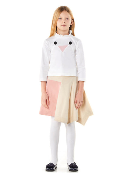 Owa Yurika Heather Pleated Collar Top White