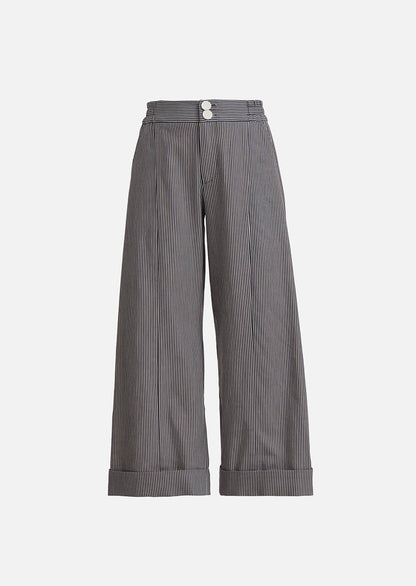 Owa Yurika Girls navy denim striped trouser