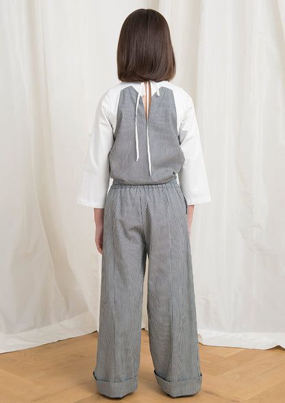 Owa Yurika Girls navy denim striped trouser