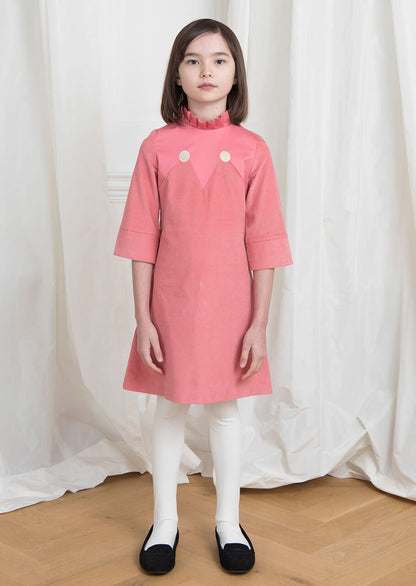 Owa Yurika Lily girls pink corduroy dress Made in Japan 